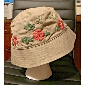 Woolrich Girls Floral Bucket Hat Pink Flowers OSFM Spring Summer 100% Cotton